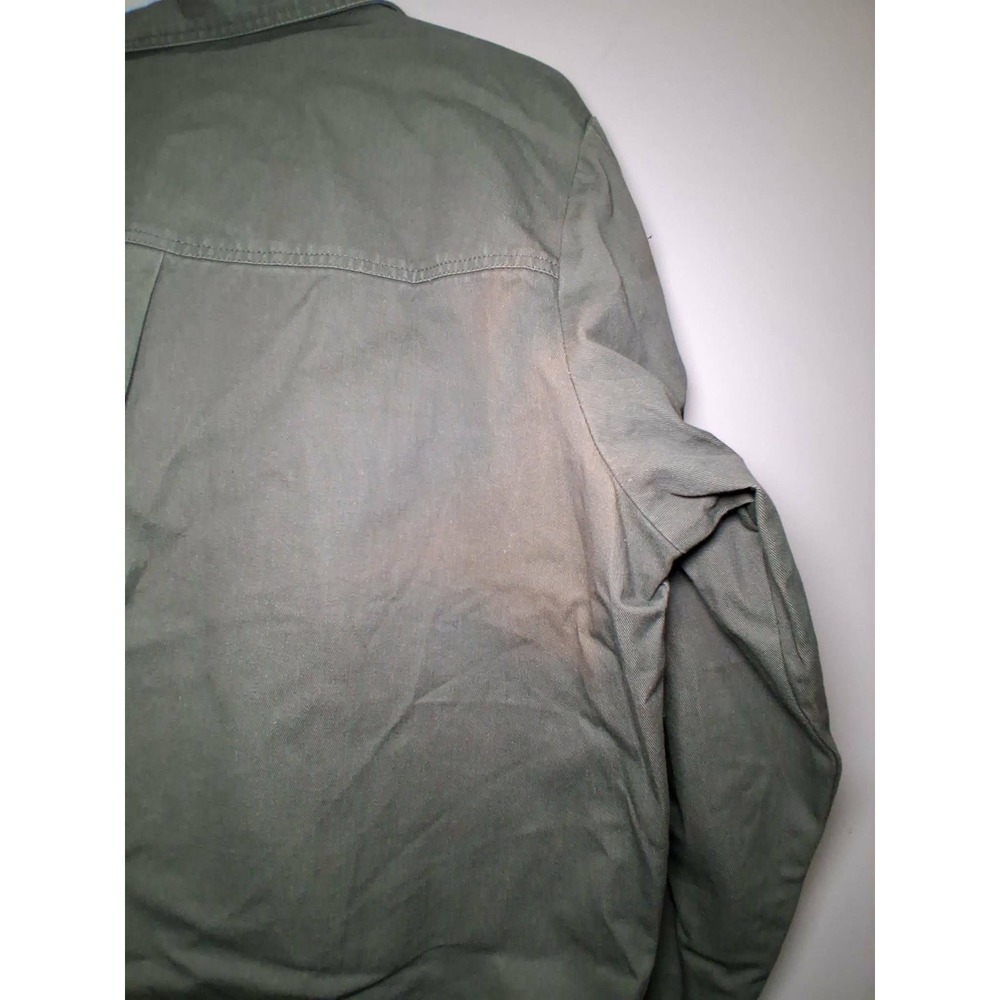Kendall Kylie Utility Shirt Jacket Green Cotton Size L Button Front Long Sleeve‎ - Picture 8 of 8